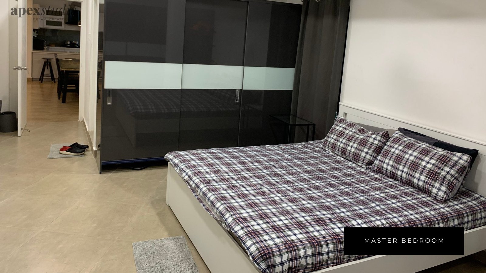 Master bedroom with sliding wardrobe